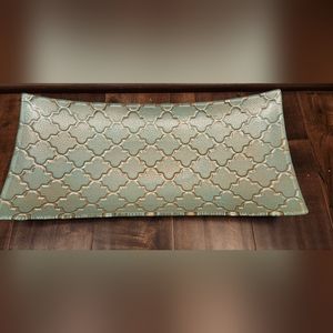 Gorgeous like new teal and gold morrocan print dish